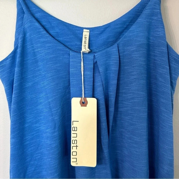 Lanston Women’s Blue Spaghetti Strap High-Low Pleated Ruffle Dress Size S NWT - Picture 4 of 7